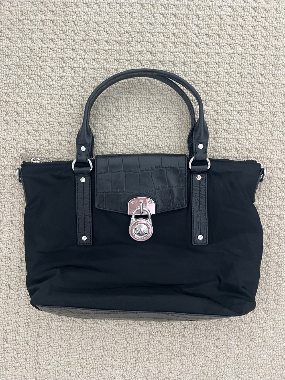 Michael Kors Nylon Croc Embossed Leather handbag